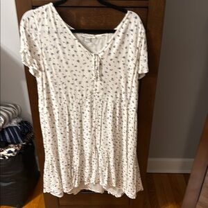 American Eagle Outfitters Cream Mini Sundress with Flutter Sleeves